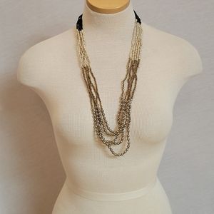 Handmade beaded necklace gold,silver black